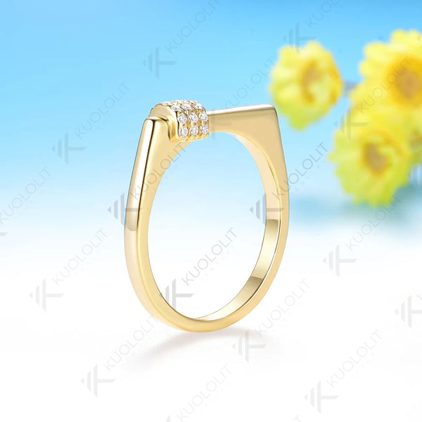Kuololit 0.11CTW Lab Grown Diamonds Band Rings for Women Solid 14K 10K 585 Yellow Gold Wedding Ring for Christmas Gifts Party