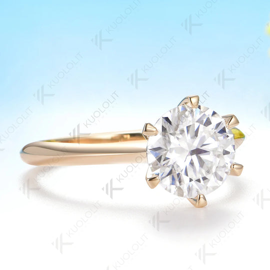 Kuololit 3CT IGI Lab Grown Diamonds Custom Ring for Women Solid 14K 10K Yellow Gold Ring for Anniversary Christmas Gifts Party