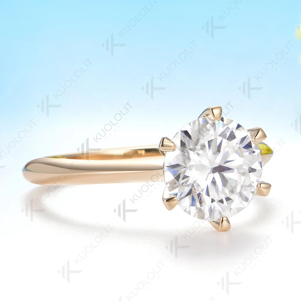 Kuololit 3CT IGI Lab Grown Diamonds Custom Ring for Women Solid 14K 10K Yellow Gold Ring for Anniversary Christmas Gifts Party