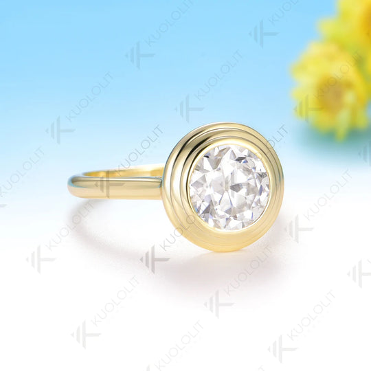 Kuololit 2CT OEC Moissanite Engagement Ring for Women Solid 10K 14K 585 Yellow Gold Ring for Christmas Gift Party Jewelry