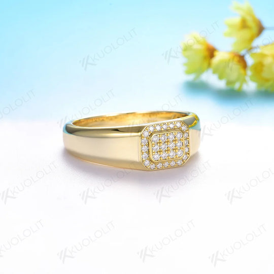 Kuololit 0.24CTW Moissanite Band Pave Setting for Men Women Solid 925 Sliver Solid14K 10K Gold Ring for Anniversary Engagement