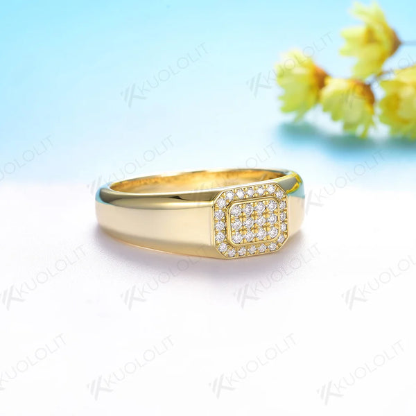 Kuololit PT900 0.24CTW Lab Grown Diamonds  Band for Men Women Solid Platinum 900 Gold For Engagement WeddingBand Christmas Gifts