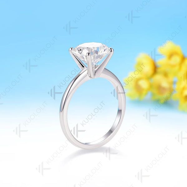 Kuololit 3CT Round Moisssanite Solitaire Ring for Women Solid 585 14K 10K Gold Ring for Anniversary Engagement Gifts Christmas Wedding
