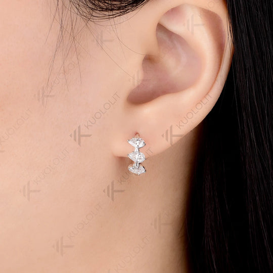 Kuololit 2.1CTW Moissanite Hoop Earrings for Women Solid 18K 14K 585 Gold Hoop Earrings for Classic Christmas Gifts Anniversary