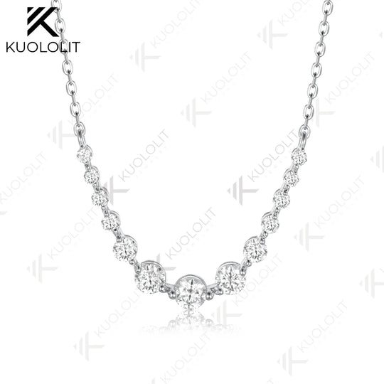 Kuololit 1.3CTW Lab Grown Diamonds Necklace for Women Solid 585 14K 10K  Yellow Gold D VS1 Diamond Necklace for Anniversary Gift