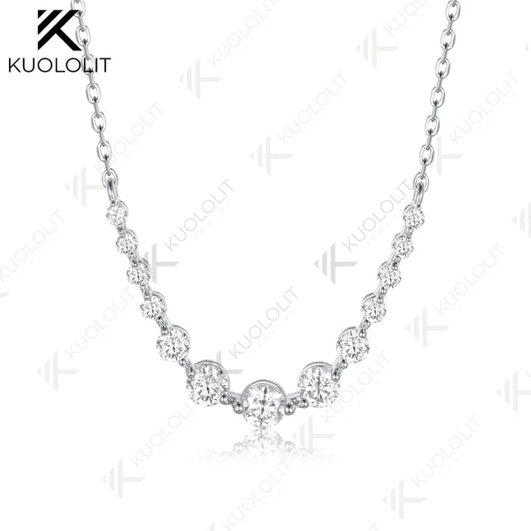 Kuololit 1.3CTW Lab Grown Diamonds Necklace for Women Solid 585 14K 10K  Yellow Gold D VS1 Diamond Necklace for Anniversary Gift