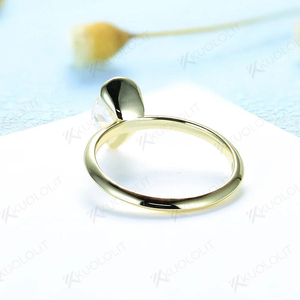 Kuololit Moissanite Rings for Women Solid 18K 14K 10K 925 Sliver Yellow Gold 1.5CT Pear Cut for Anniversary Wedding Engagement