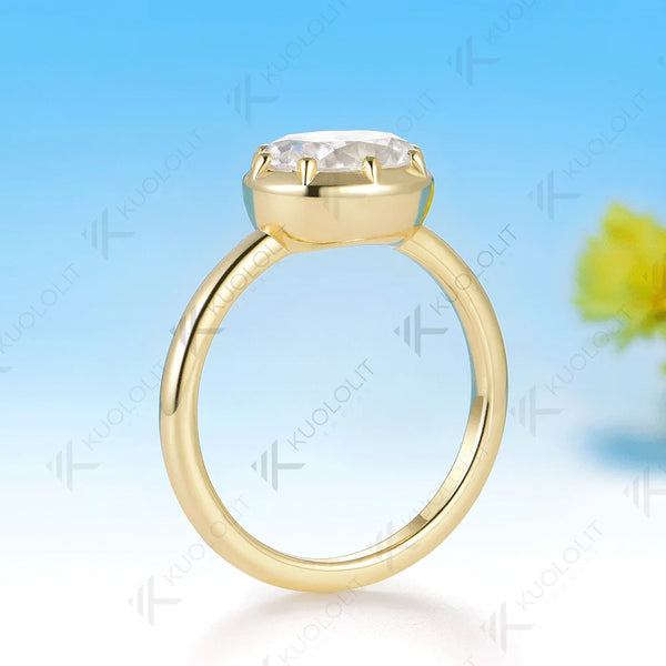 Kuololit 2CT OMC Moissanite Ring for Women Solid 14K 10K 585 Yellow Gold Engagement Ring for Christmas Gifts Party Engagement