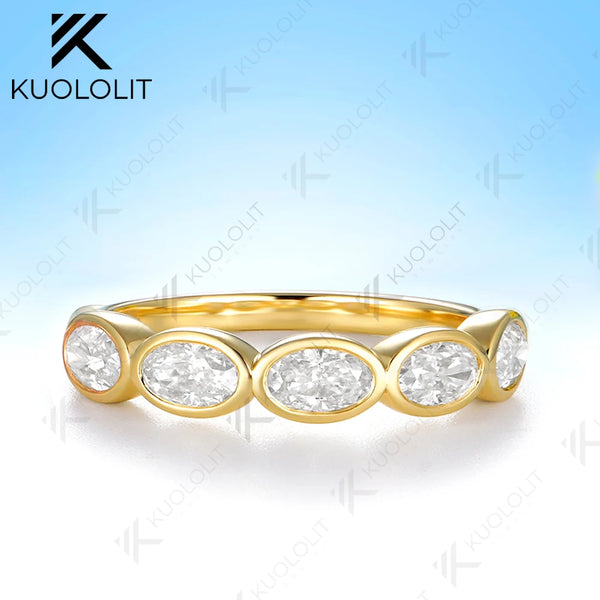 Kuololit 1.5CTW Lab Grown Diamond Ring for Women Men Solid 14K 10K Yellow Gold Oval Wedding Band for Christmas Engagement Gift