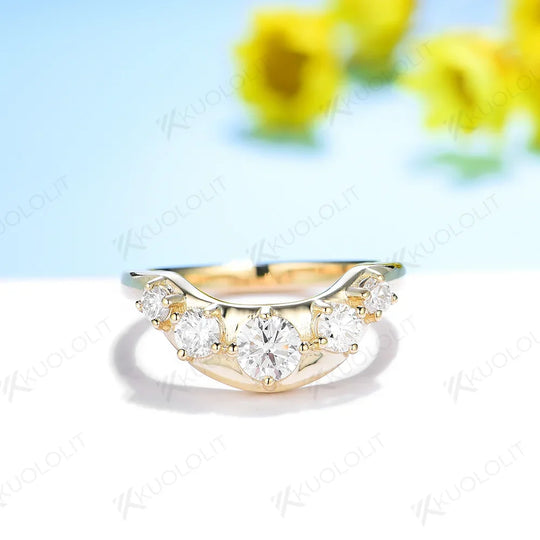 Kuololit 0.6CT Moissanite Rings for Women D/VS1 White Gold Solid18K 14K 10K Gold Enhancing Band for Engagement Wedding Classic