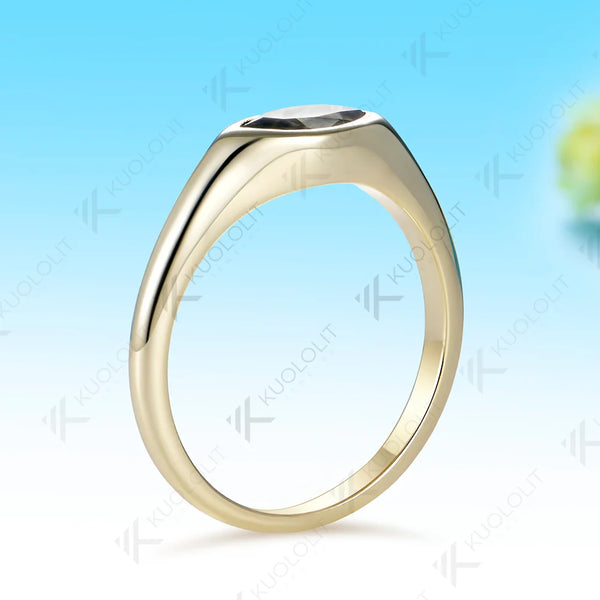 Kuololit 0.5CT Grey Moissanite Custom Ring for Women Solid 14K 10K 585 Yellow Gold Engagement Ring for Christmas Gifts Party