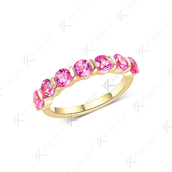 Kuololit 2.1CTW Lab Grown Pink Sapphire Engagement Rings for Women Solid 18K 14K 10K 585 Yellow Gold for Wedding Christmas Gifts