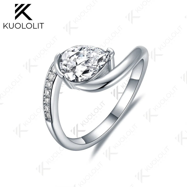 Kuololit 1CT IGI Lab Grown Diamond Ring for Women Solid 18K 14K 10K 585 White Gold Engagement D VS1 Diamond Ring for Christmas