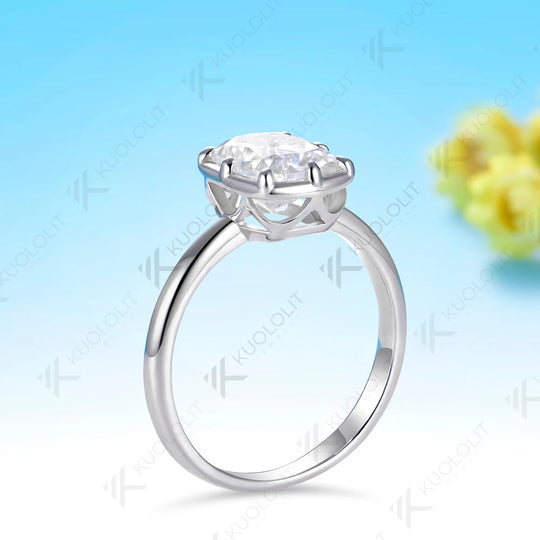 Kuololit 2.5CT Enlonged Cushion Moissanite Ring for Women Solid 14K 10K 585 White Gold Ring for Engagement Christmas Gifts