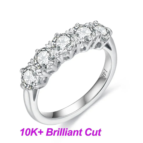 Kuololit 1.5CT Moissanite 585 14K 10K White Gold Rings for Women Round OEC Brilliant Solitaire Full Eternity Wedding Luxury Band