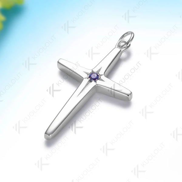 Kuololit 1.5mm Lab Grown Alexandrite Cross Necklace for Women Solid 585 14K 10K Yellow Gold Custom Necklace for Christmas Gifts