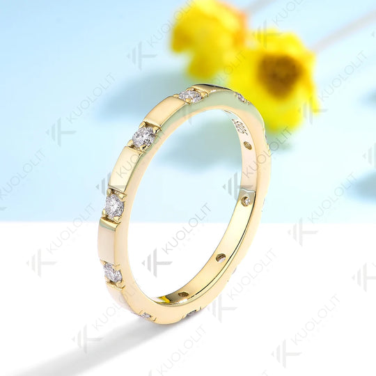 Kuololit 0.3ctw Moissanite Band for Men Women Solid 18K 14K 10K Gold Yellow Gold Engagement Ring for Christmas Gifts Anniversary
