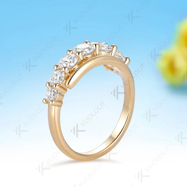 Kuololit 1.3CTW Lab Grown Diamond Ring for Men Women Solid 14K10K Yellow Gold Wedding Band for Christmas Gift Luxury Engagement