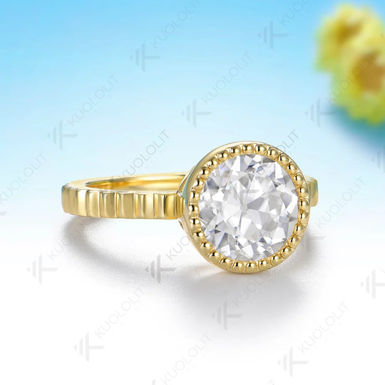 Kuololit 3CT OEC Moissantie Custom Ring for Women Solid 14K 10K 585 Yellow Gold for Christmas Gifts Engagement Anniversary