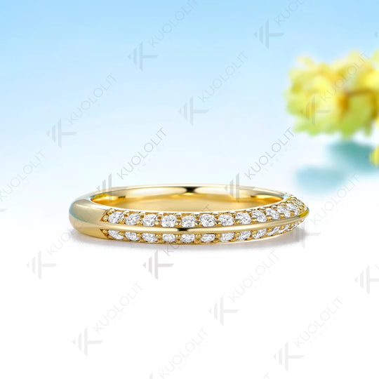Kuololit  0.57CTW Lab Diamonds Wedding Band for Women Solid 14K 10K Yellow Gold Eternity Band Ring for Engagement Christmas
