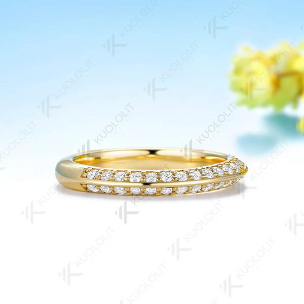 Kuololit  0.57CTW Lab Diamonds Wedding Band for Women Solid 14K 10K Yellow Gold Eternity Band Ring for Engagement Christmas