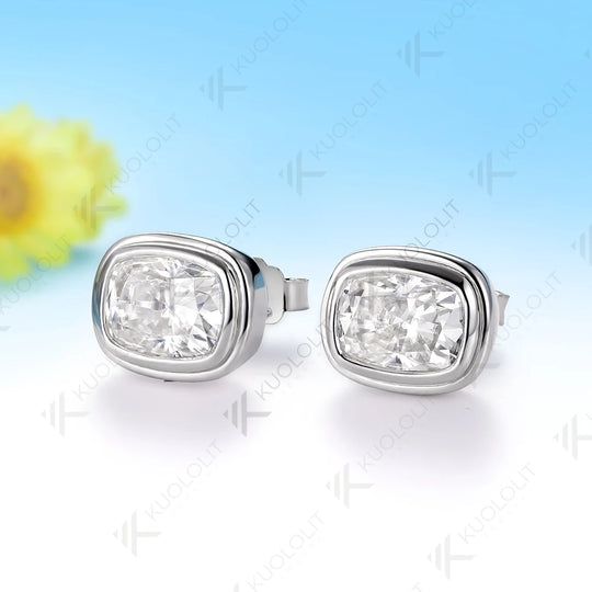 Kuololit 3CTW Moissanite Custom Stud Earrings for Women Solid 14K 10K 585 Yellow Gold Stud Earrings for Christmas Gifts Party