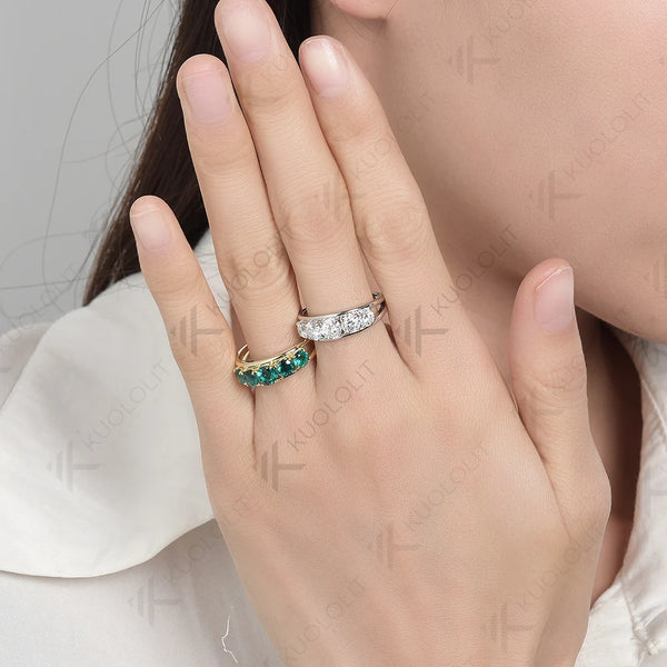 Kuololit 1.9CTW Moissanite Band for Women Men Solid 18K 14K 10K 585 White Gold Engagement Ring  for Christmas Anniversary Gift