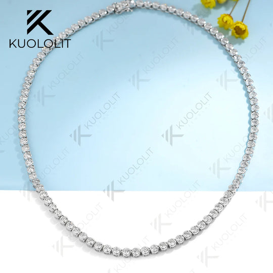 Kuololit 10.5 CTW Moissanite Tennis Necklace for Women Pure 18K 14K 10K Gold Necklace for Anniversary Engagement Christmas Gifts