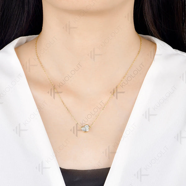 Kuololit 1.5CT Duck Moissanite Necklace for Women Solid 14K 10K Yellow Gold Animal Unique Cut Pedant for Engagement Christmas