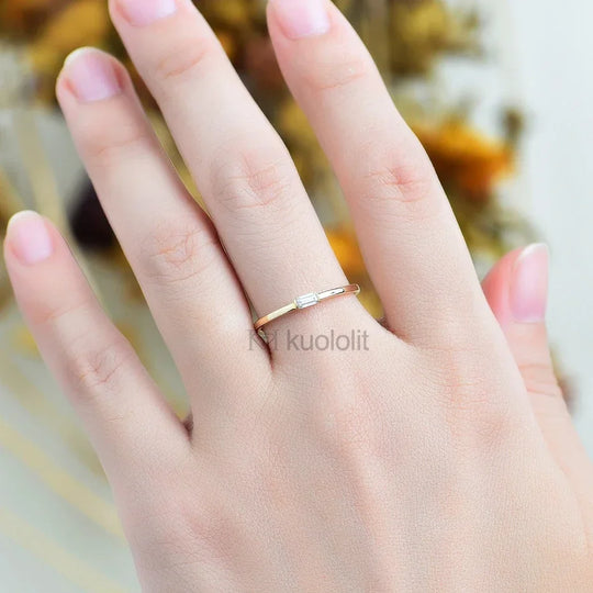 Kuololit 585 14K 10K Yellow Gold Moissanite Ring for Women Emerald Cut Solitaire Engagement Luxury Jewelry for Christmas Gift