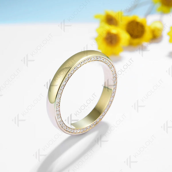 Kuololit PT900 0.54CTW Lab Grown Diamonds Band Rings for Women Solid  14K 10K 585 Gold Wedding Band for Engagement Christmas