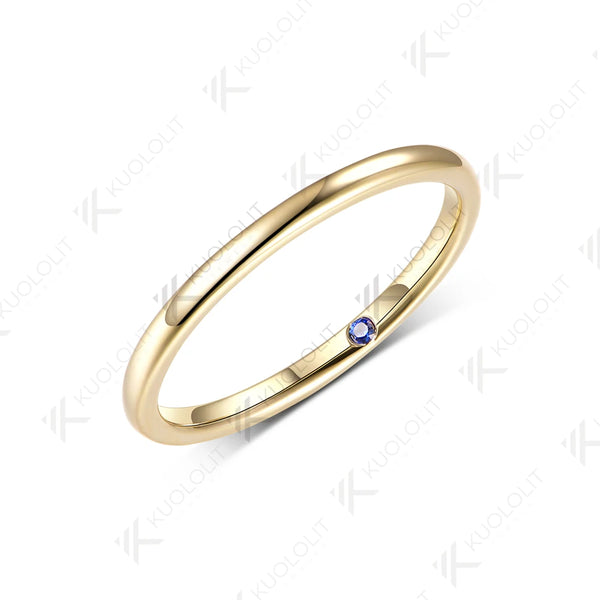 Kuololit Plain Lab Sapphire inside Custom Ring for Women Solid 14K 10K Yellow Gold Ring Band for Anniversary Christmas Gifts Party