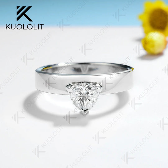 Kuololit 0.8CT Moissanite Ring for Women Solid 14K 10K 585 Yellow Gold Fat Triangle for Engagement Wedding Christmas Anniversary