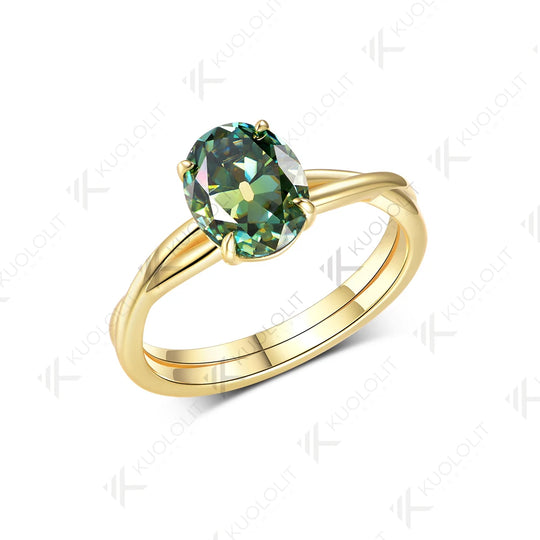 Kuololit 2CT OMC Cyan Moissanite Ring for Women Solid 14K 10K 585 Yellow Gold Cushion Engagement Ring for Christmas Gifts Party