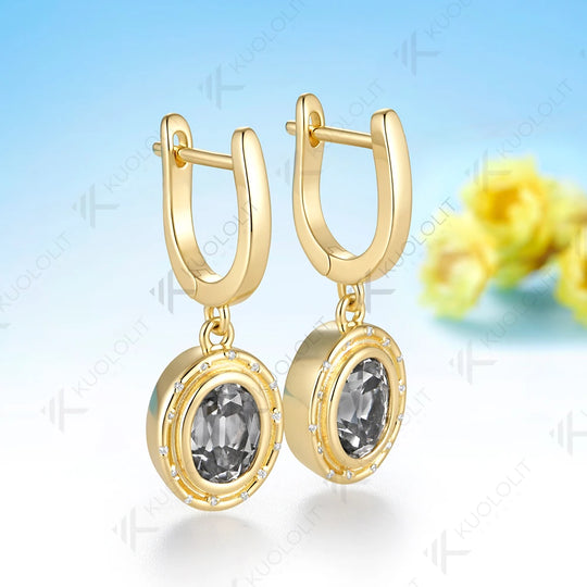 Kuololit 3CTW OMC Grey Moissanite Earrings for Women Solid 14K 10K Yellow Gold Shield Cut Earrings for Christmas Gifts Party