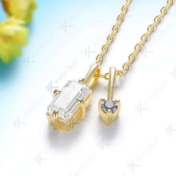Kuololit 2.6CTW Moissanite Custom Necklace for Women Solid 585 14K 10K Yellow Gold Necklace for Christmas Gifts Party Jewelry