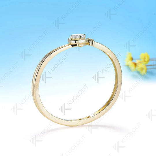 Kuololit 2CT OMC Mossanite Bangle for Women Solid 10K 14K 585 Yellow Gold Bracelet for Engagement Trendy Christams Gifts Party