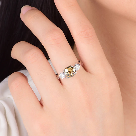 Kuololit 2CT Jubilee Cut Cyan Moissanite and 0.8ct White Moissanite Rings for Women Round Cut Solitaire Ring for Christmas