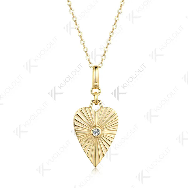 Kuololit 0.06CT Lab Grown Diamonds Necklaces for Women Solid 14K 10K Gold Round Diamonds Pendant for Anniversary Christmas Gift