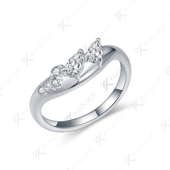 Kuololit 0.8CTW Moissanite Band Rings for Women Solid 14K 10K 585 Silver White Gold for Engagement Wedding Band for Christmas