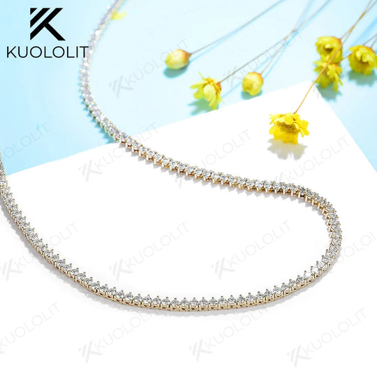 Kuololit 5.25CTW Lab Grown Diamonds Tennis Necklaces for Women Men Solid 14K 10K Gold Silver for Engagement Party Christmas