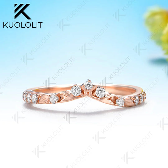 Kuololit 0.2CTW Lab Grown Diamonds Custom Ring for Women Solid 14K 10K 585 Yellow Gold Engagement Wedding Band for Christmas