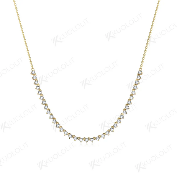 Kuololit 0.9CTW Moissanite DVS1 Necklaces for Women Men Solid 585 14K 10K 925 Sliver Yellow Gold Round for Anniversary Christmas