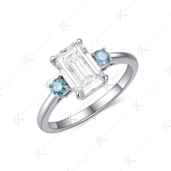 Kuololit 2.5CT Emerald Cut Moissanite Engagement Ring for Women Solid14K10K White Gold Ring for Engagement Christmas Gifts Party