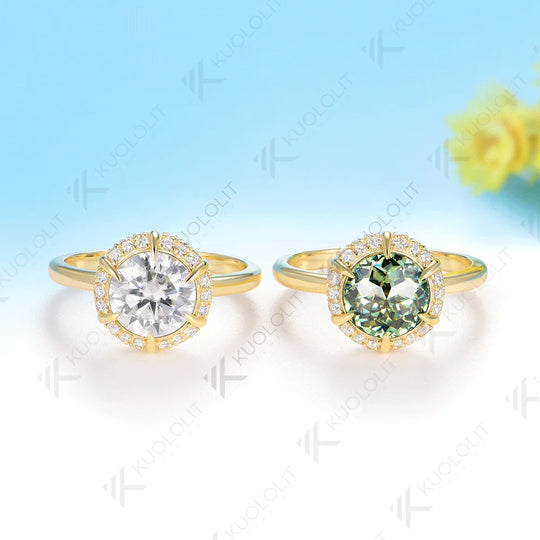 Kuololit 2CT IGI Lab Grown Diamonds Ring for Women Soild 585 14K 10K Yellow Gold Engagement Ring for Christmas Gifts Party