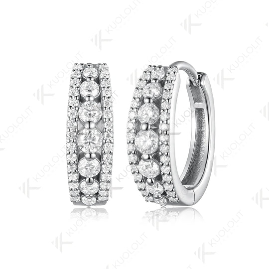 Kuololit 1CTW Lab Grown Diamonds Custom Hoop Earrings for Women Solid 14K 10K Yellow Gold for Christmas Gifts Party Anniversary