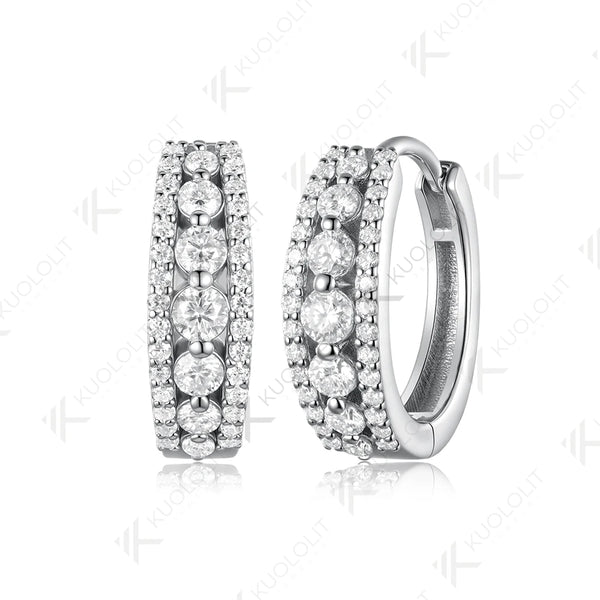 Kuololit 1CTW Moissanite Custom Hoop Earrings for Women Solid 14K 10K Yellow Gold for Christmas Gifts Party Engagement Jewelry