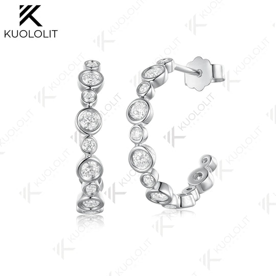 Kuololit 0.81CTW Lab Grown Diamonds Custom Stud Earrings for Women Solid 14K 10K 585 White Gold Stud Earrings for Christmas Gift