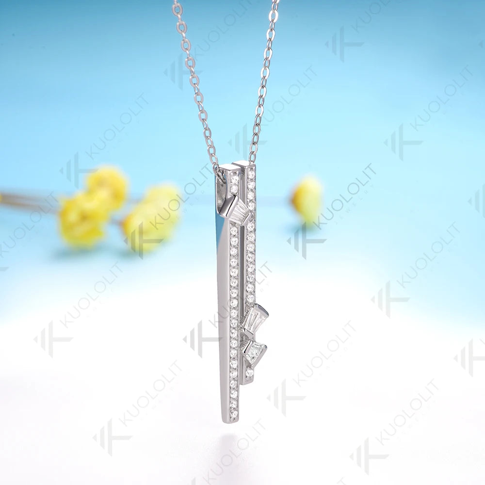 Kuololit 0.5CTW Moissanite Necklace for Women Solid 14K 10K 585 White Gold Necklace for Christmas Gifts Party Engagement