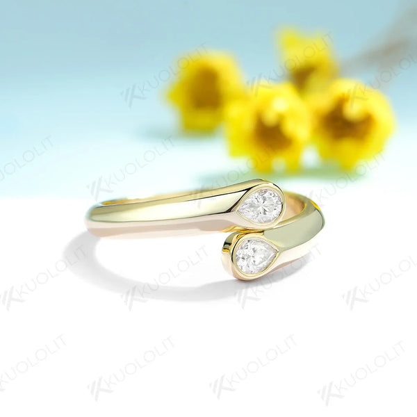 Kuololit 0.6CTW Lab Grown Diamond Engagement Ring for Women Solid 18K 14K 10K 585 Yellow Gold Wedding Band for Christmas Gift